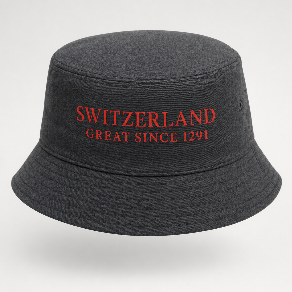 Bob gris anthracite Switzerland Great Since 1291 slogan rouge, packshot studio