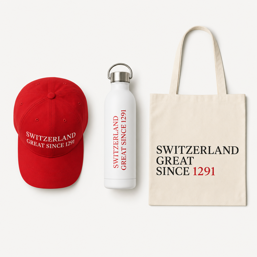 Le Kit du Supporter SWITZERLAND GREAT SINCE 1291 : casquette, gourde et tote bag