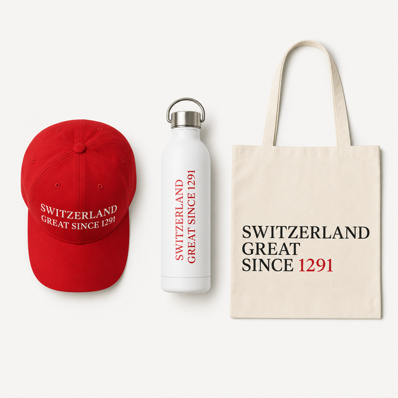 Le Kit du Supporter SWITZERLAND GREAT SINCE 1291 : casquette, gourde et tote bag