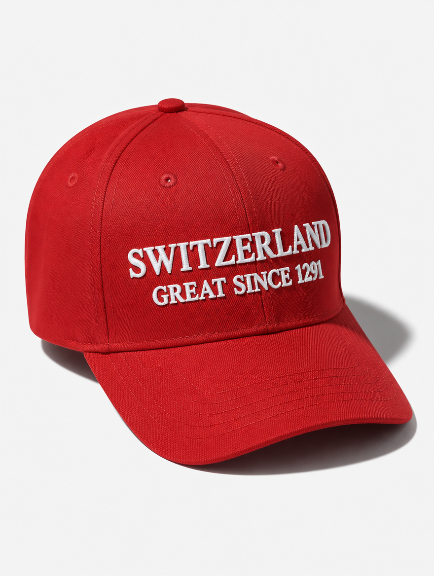 Casquette rouge SWITZERLAND GREAT SINCE 1291 - trois-quarts