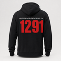 Hoodie noir 1291 rouge au dos, Switzerland Great Since 1291