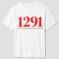 T-shirt blanc 1291 rouge Switzerland Great Since, vue de face