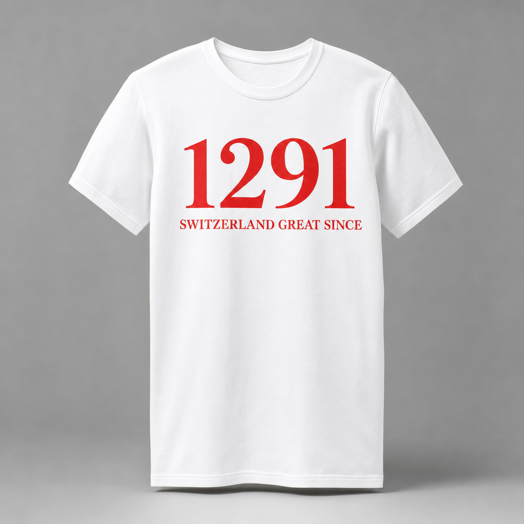 T-shirt blanc 1291 rouge Switzerland Great Since, packshot studio