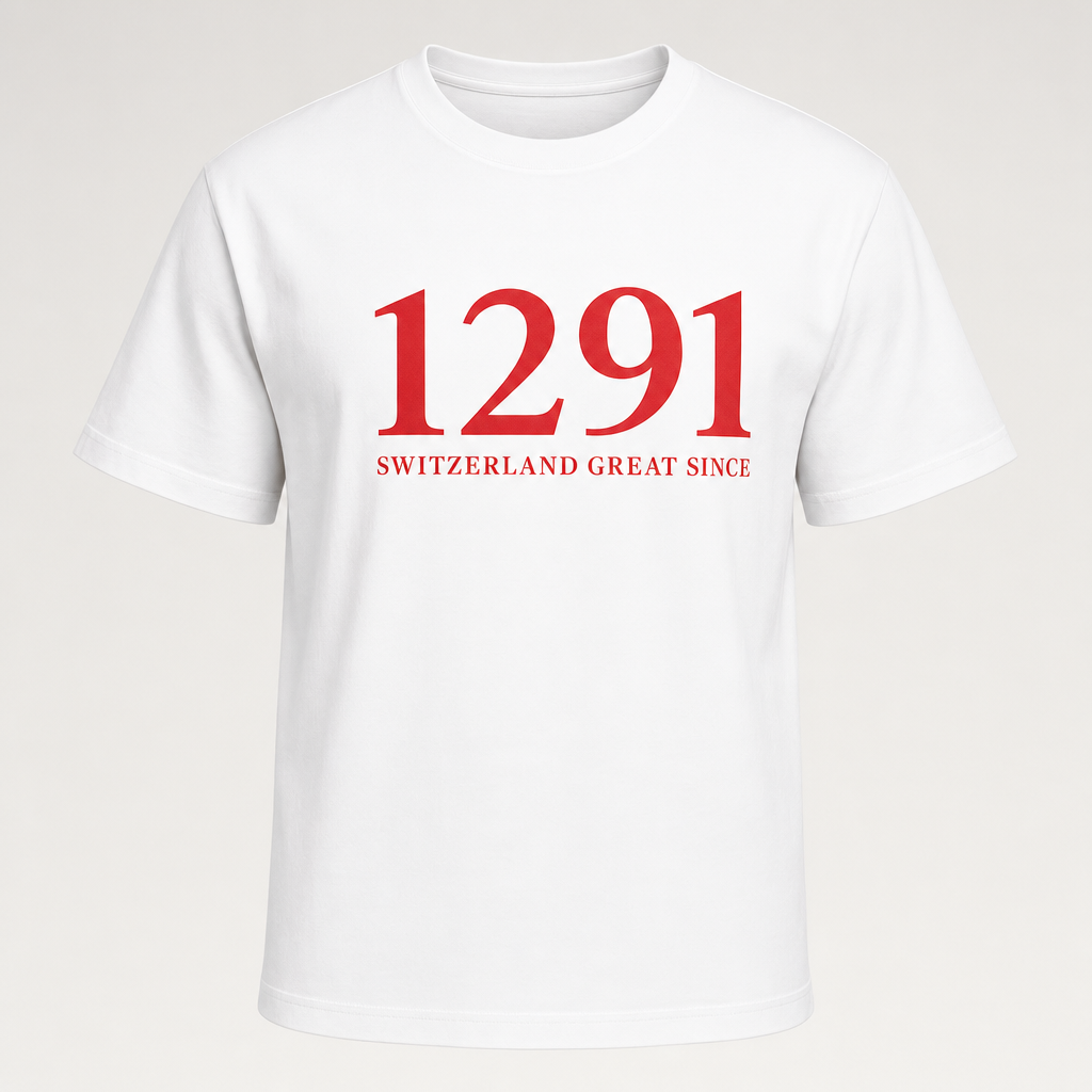 T-shirt blanc 1291 rouge Switzerland Great Since, packshot studio