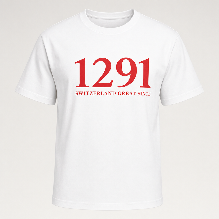 T-shirt blanc 1291 rouge Switzerland Great Since, packshot studio